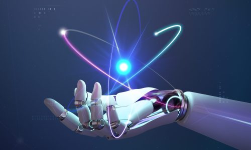 AI nuclear energy background, future innovation of disruptive technology